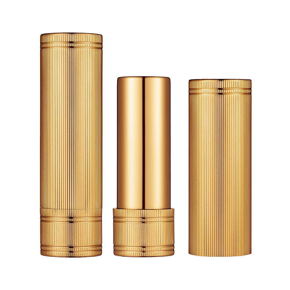 12,1 mm-es Pinstripe szálcsiszolt arany kerek alumínium rúzscső HL8331